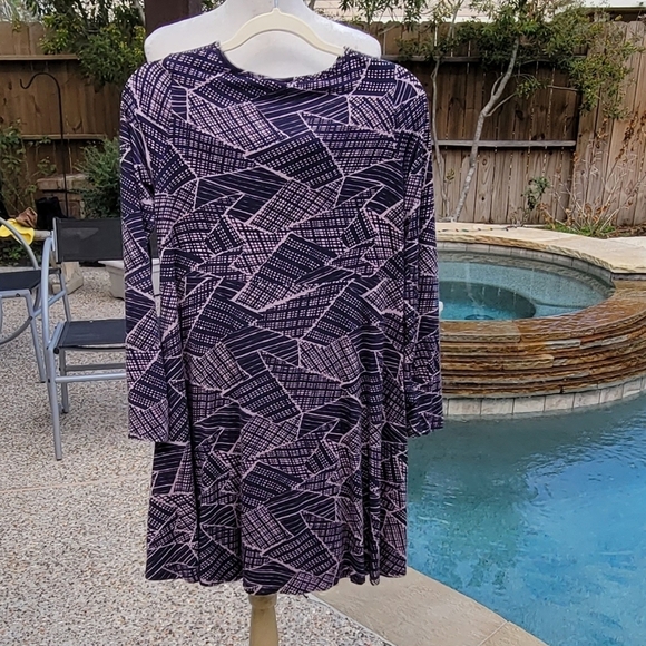Rachel Pally Geometric Print Long Sleeve Soft Flowy tunic dress comfy  L - Picture 8 of 12